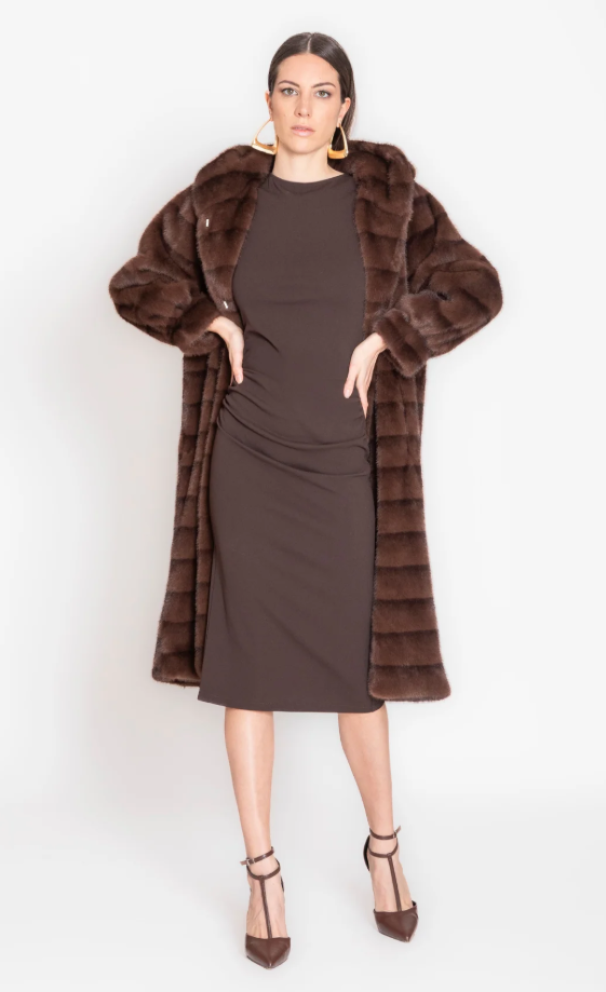 Ecopelliccia lunga marrone Edas donna