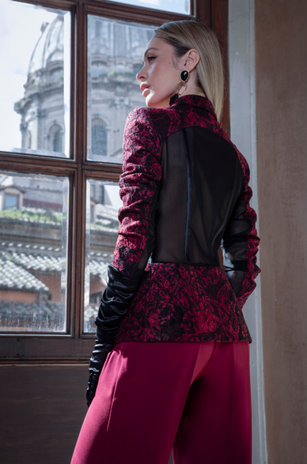 Giacca donna pizzo stampato Edas