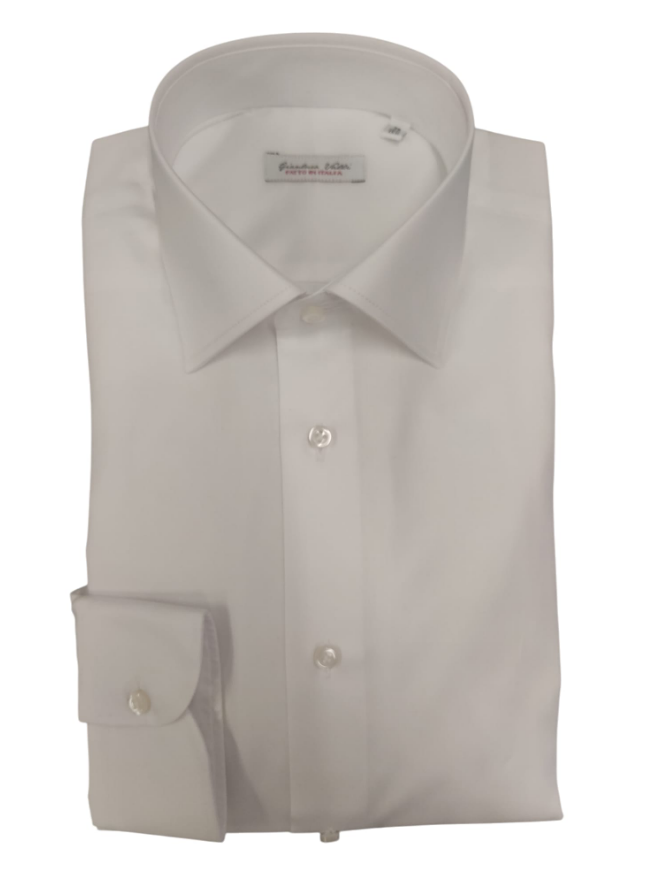 free man camicia twill regular collo italiano bianco - foto 1