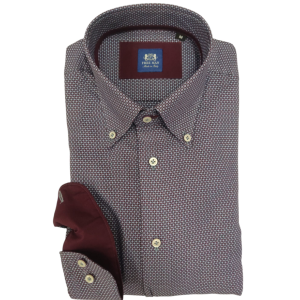 Camicia microfantasia bd con interni contrasto bordeaux
