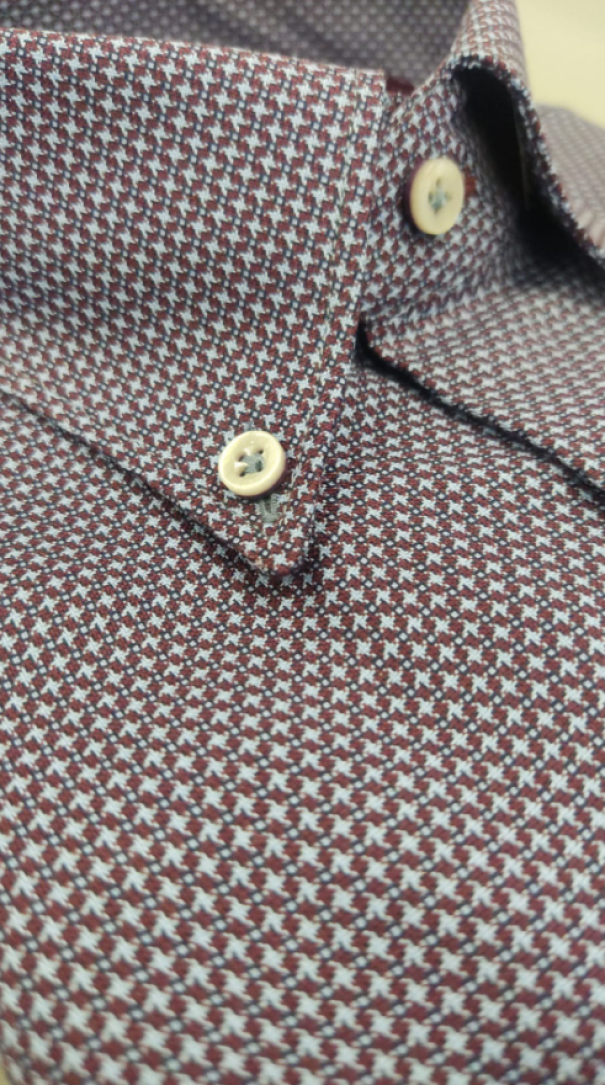 free man camicia microfantasia bd con interni contrasto bordeaux - foto 2