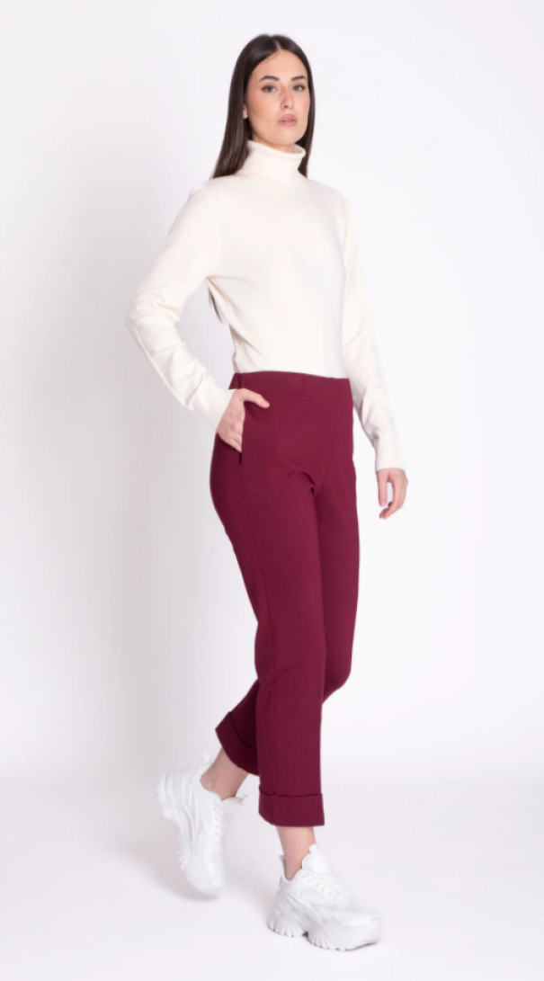 edas pantalone con risvolto alto edas bordeaux - foto 1