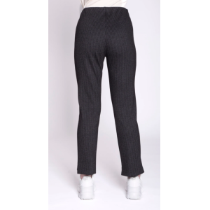 Pantalone scalino gessato  nero