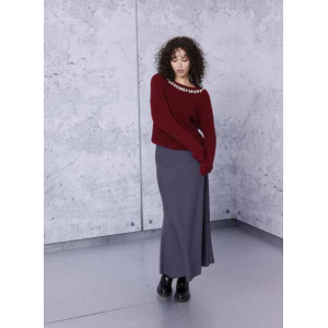 Maglione con girocollo perle bordeaux