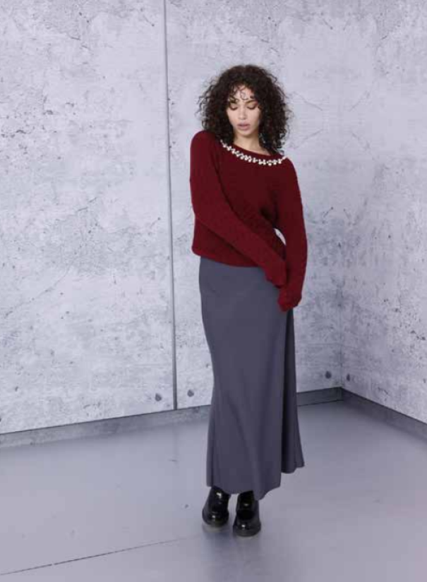 ake' maglione con girocollo perle bordeaux - foto 1