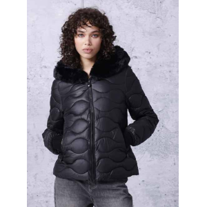 Piumino donna con cappuccio pellicciotto