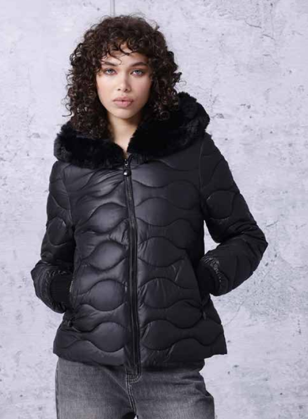 Piumino donna con cappuccio pellicciotto
