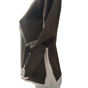 Paricollo viscosa fianchi contrasto + bottoni polsi verde militare