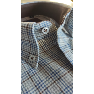 Camicia flanella quadretti classica slim beige