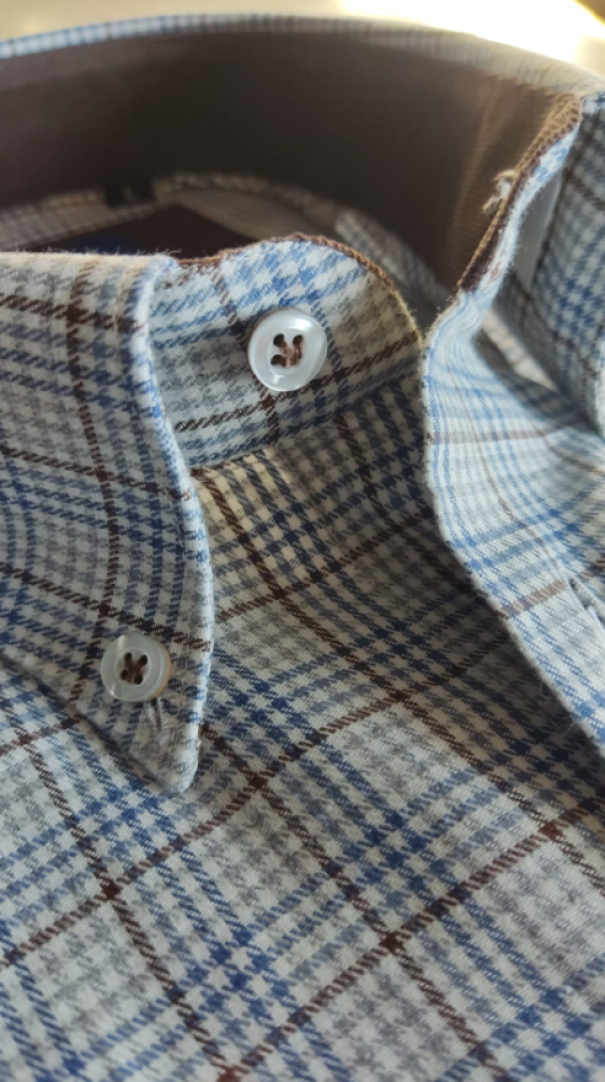 free man camicia flanella quadretti classica slim beige - foto 2