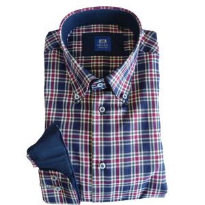 Camicia madras flanella slim bordeaux