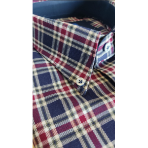 Camicia madras flanella slim bordeaux