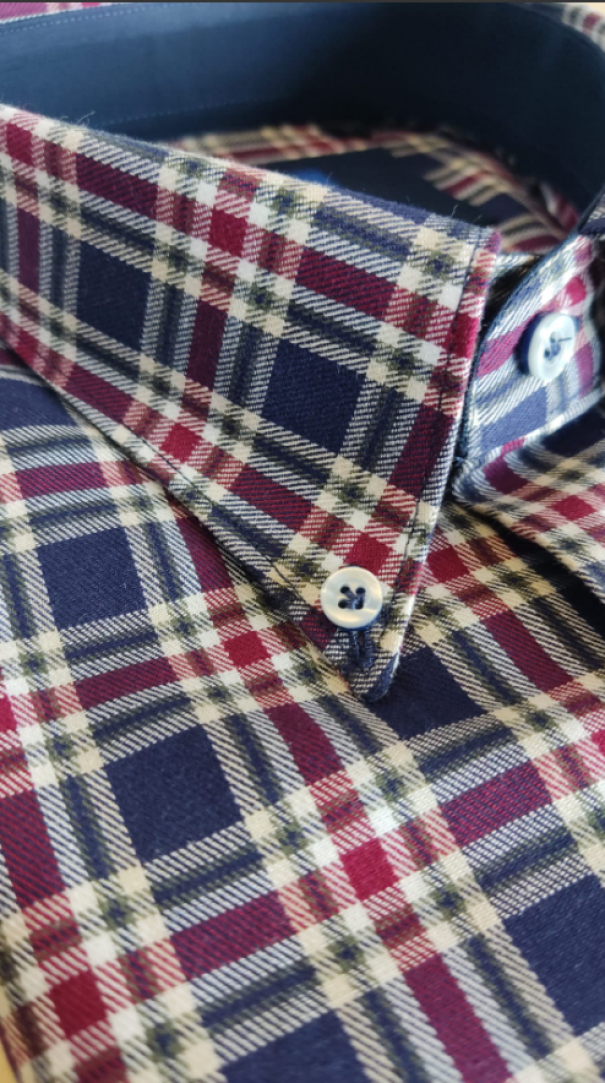 free man camicia madras flanella slim bordeaux - foto 2