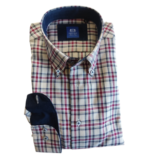 Camicia madras flanella slim corallo