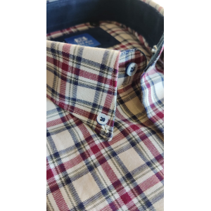 Camicia madras flanella slim corallo