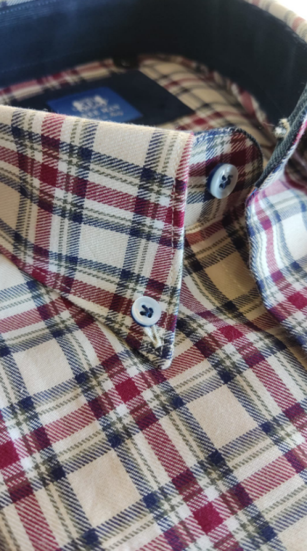 free man camicia madras flanella slim corallo - foto 2