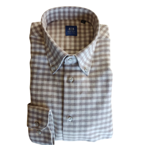 Camicie quadretti bicolore slim flanella  beige
