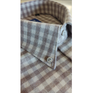 Camicie quadretti bicolore slim flanella  beige