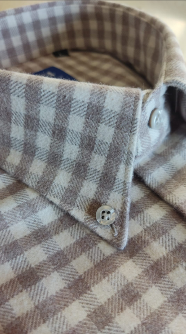 free man camicie quadretti bicolore slim flanella  beige - foto 2