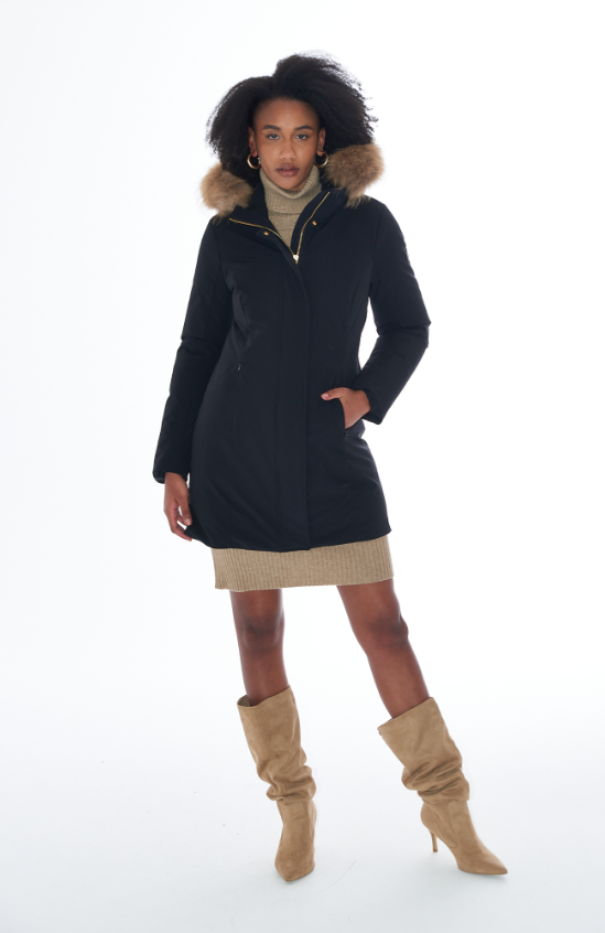 Cappotto tipo Parka nero da donna Yes Zee