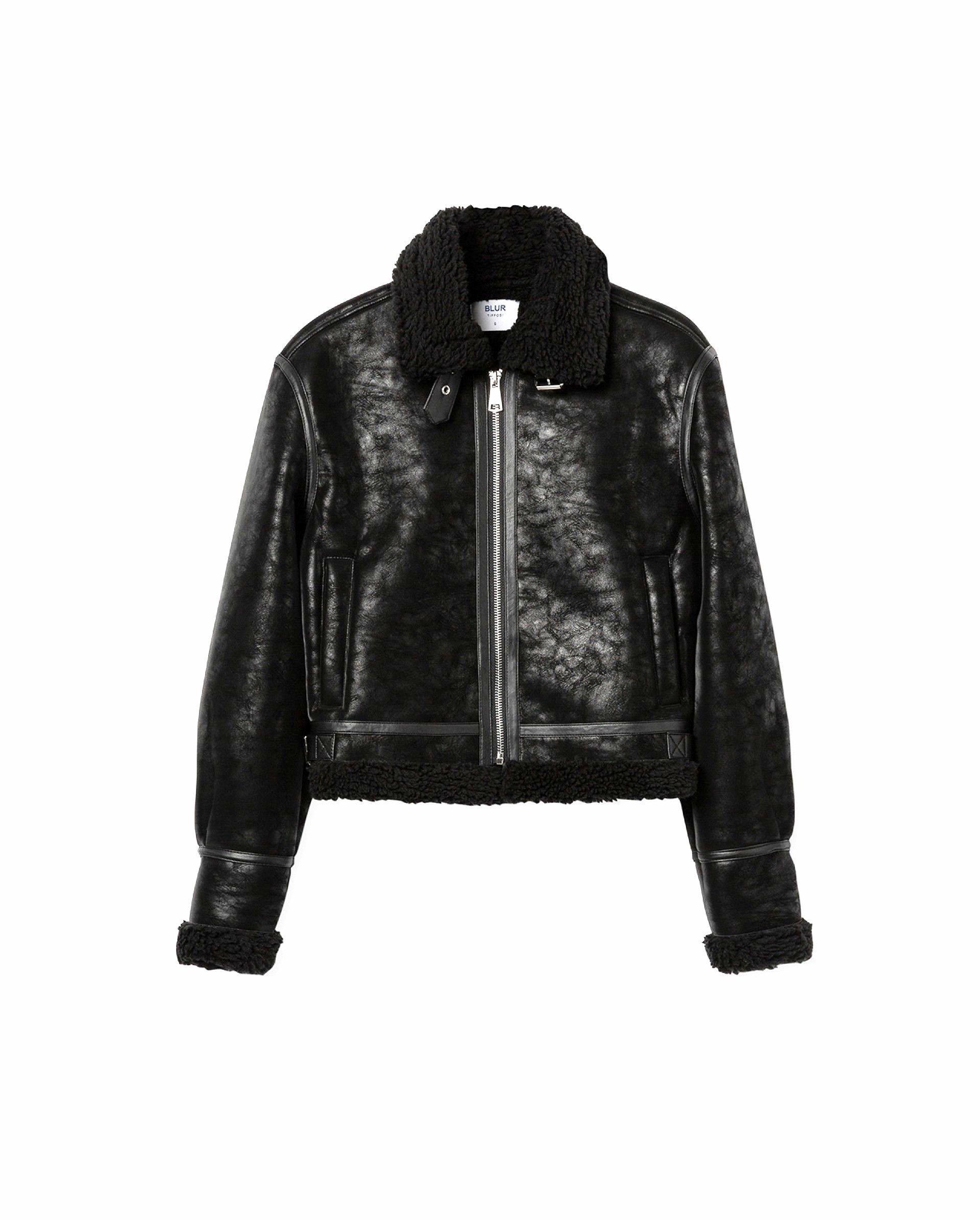 Giaccone nero in pelle con pellicciotto interno Tiffosi donna