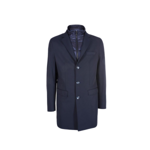 Cappotto monopetto con gilet removibile blu