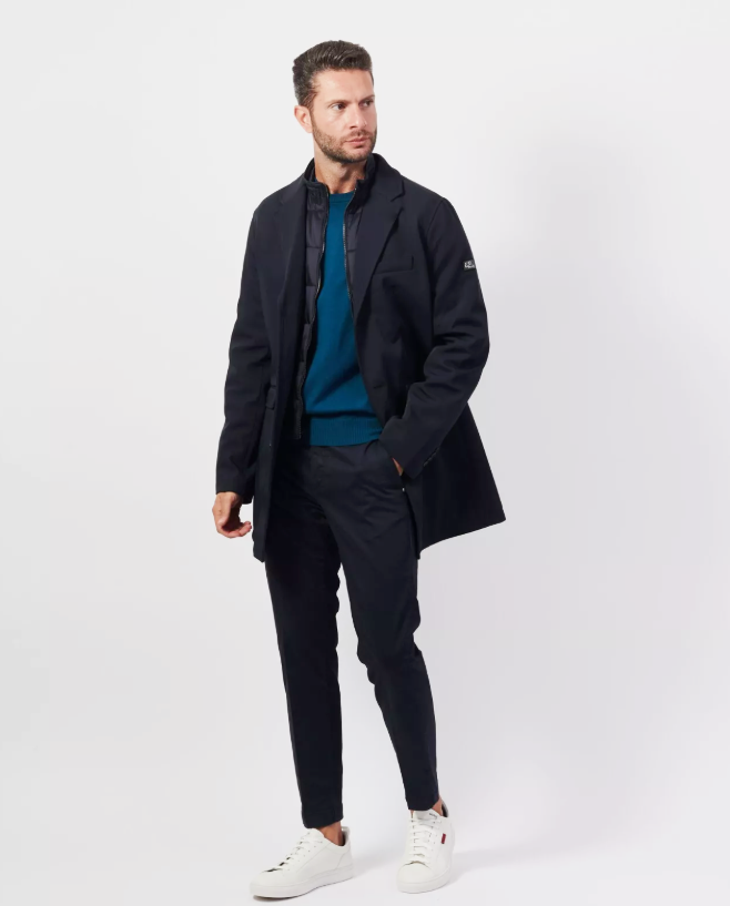 Cappotto monopetto blu Yes Zee uomo