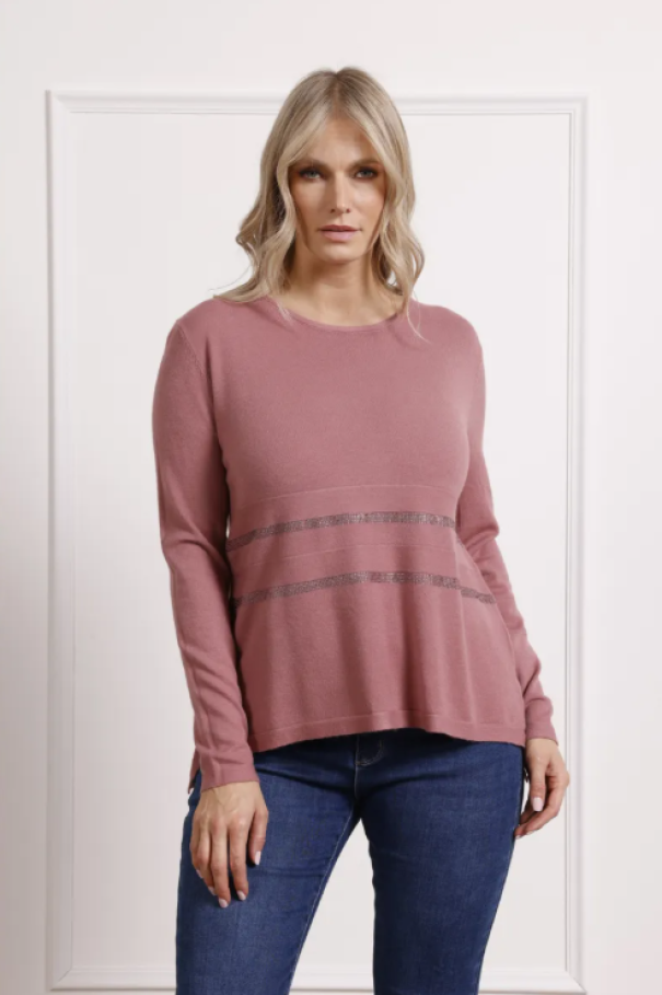 Maglioncino girocollo donna con strass Lizalu00f9