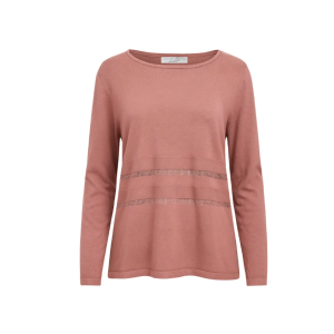 Maglioncino girocollo con strass rosa