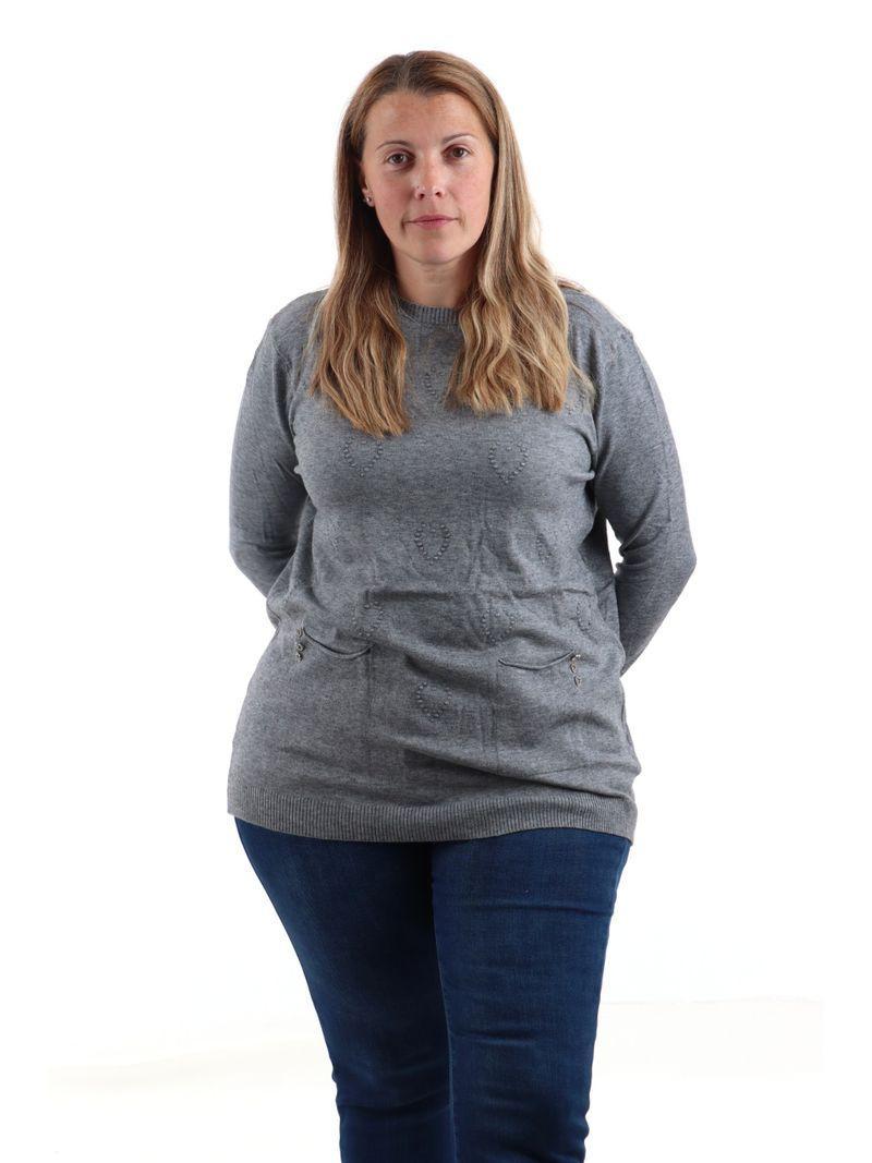 Maglioncino girocollo donna cuori Lizalu00f9