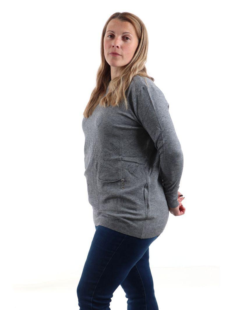 Maglioncino girocollo donna cuori Lizalu00f9