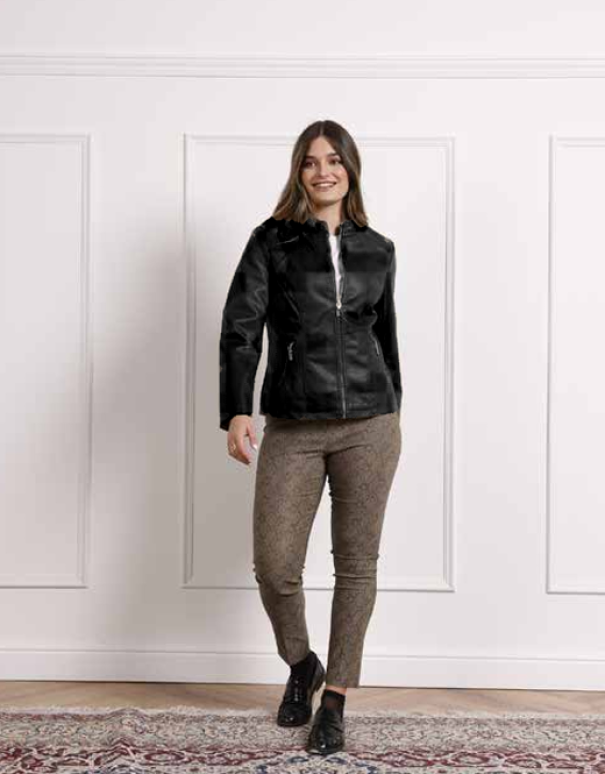 Giubbino in ecopelle da donna nero Lizalu00f9