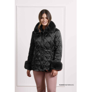 Giubbino donna con pellicciotto  nero