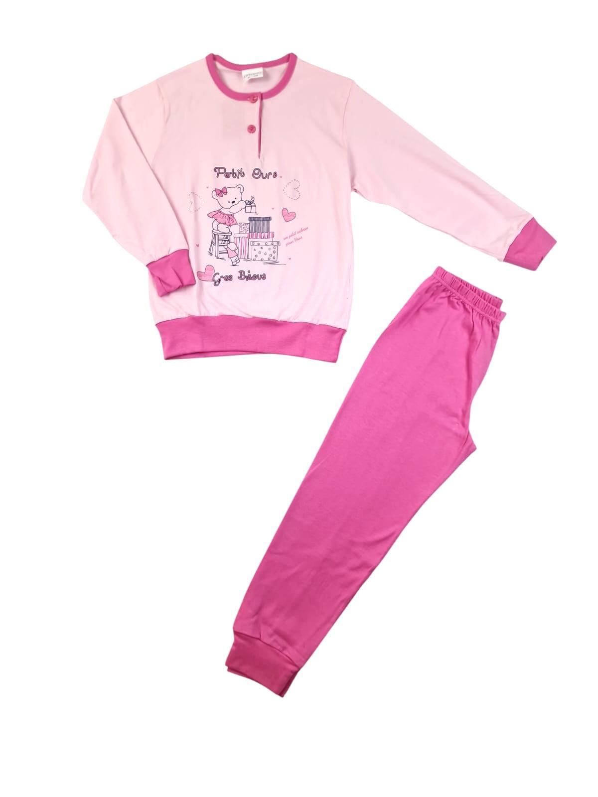 Pigiama cotone  jersey manica lunga bambina orsetto