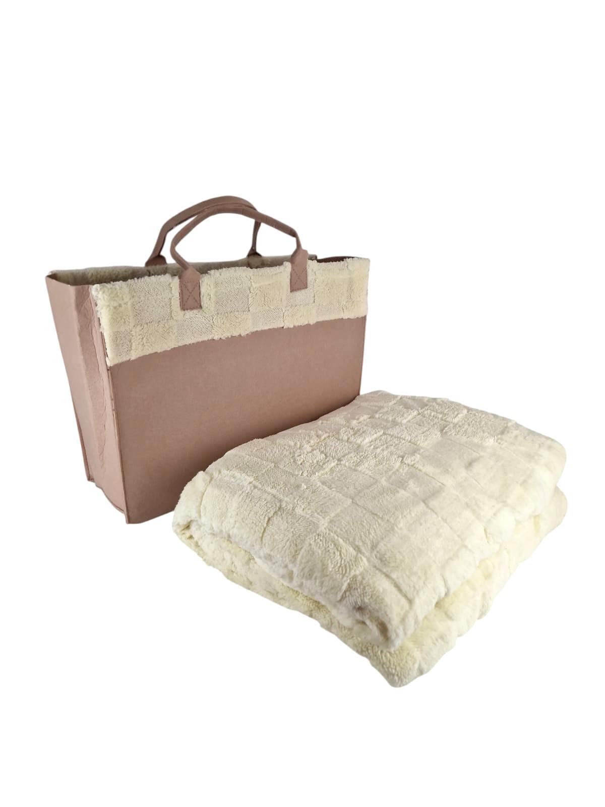 Borsa con Plaid 200x220cm avorio