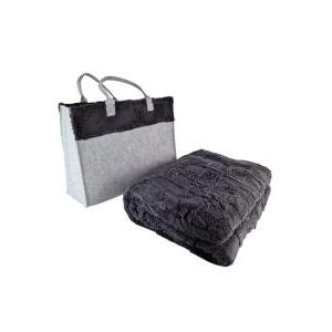 Borsa con plaid 200x220cm grigio