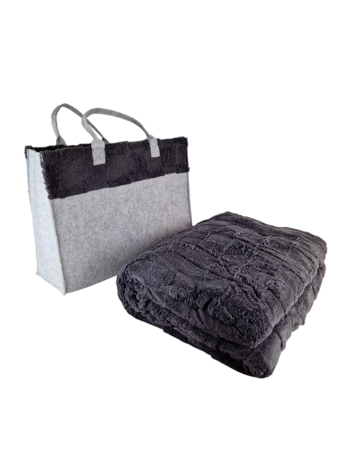 Borsa con Plaid 200x220cm grigio