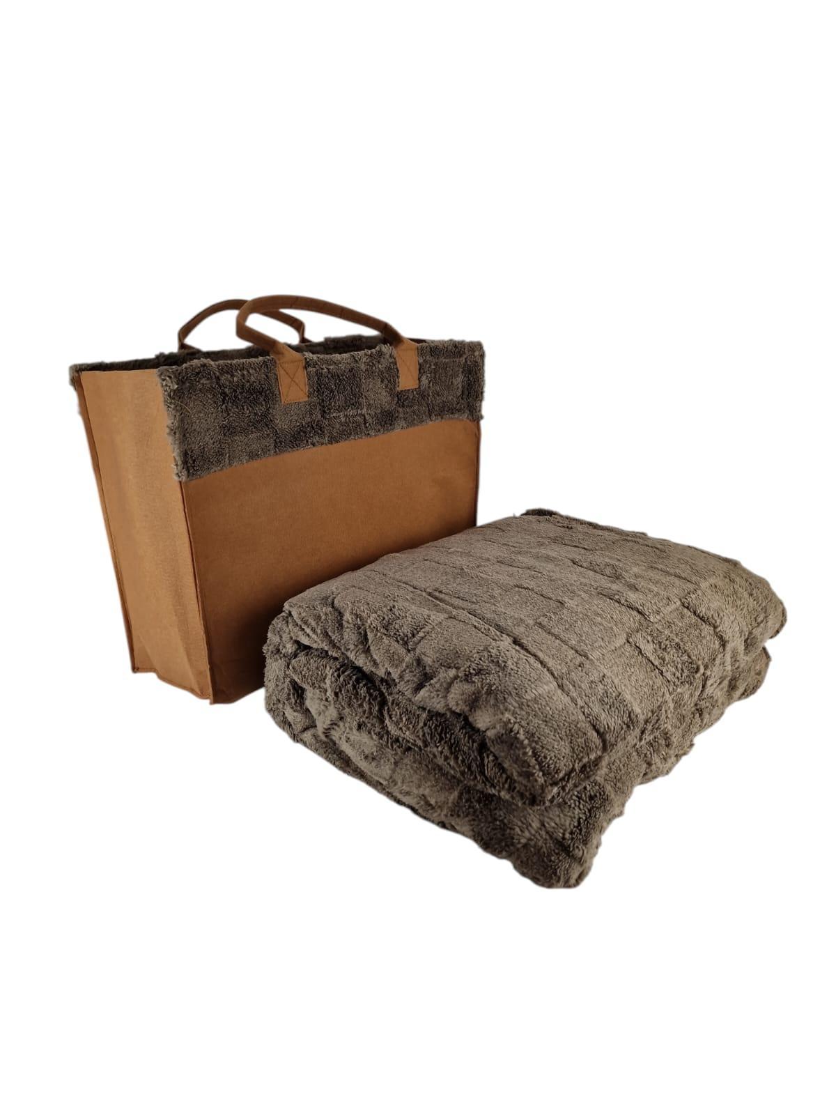Borsa con Plaid 200x220cm marrone