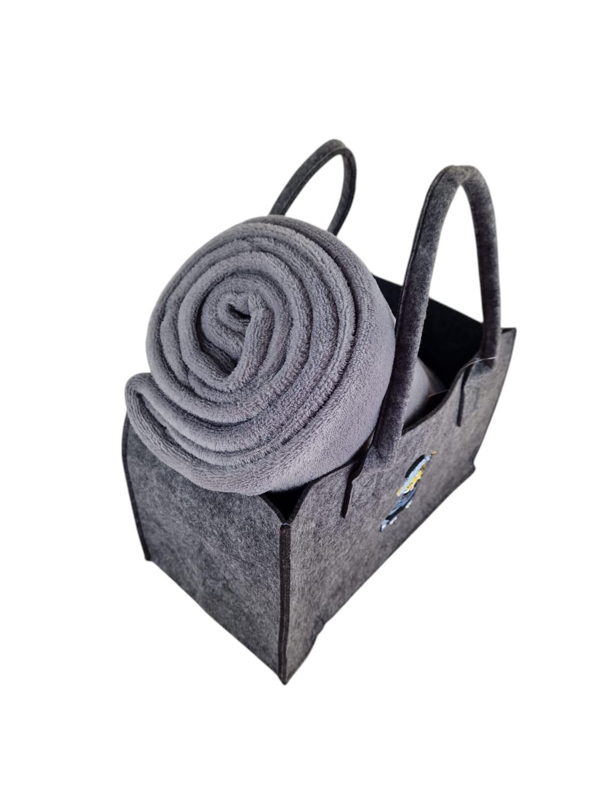 Borsa con Plaid matrimoniale grigio