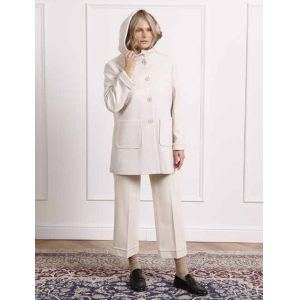 Cappotto panno con cappuccio  panna