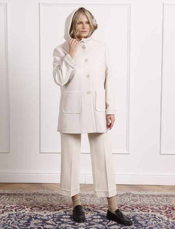 lizalu cappotto panno con cappuccio lizalu panna - foto 1