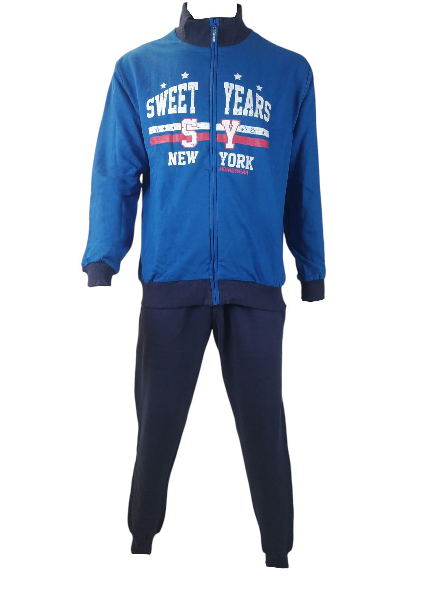 Tuta homewear Sweet Years uomo felpata full zip  Royal