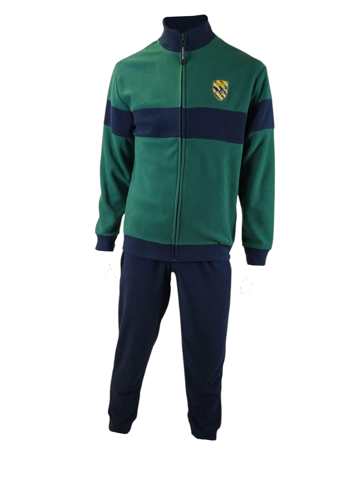 Tuta uomo Navigare pile full zip Verde blu
