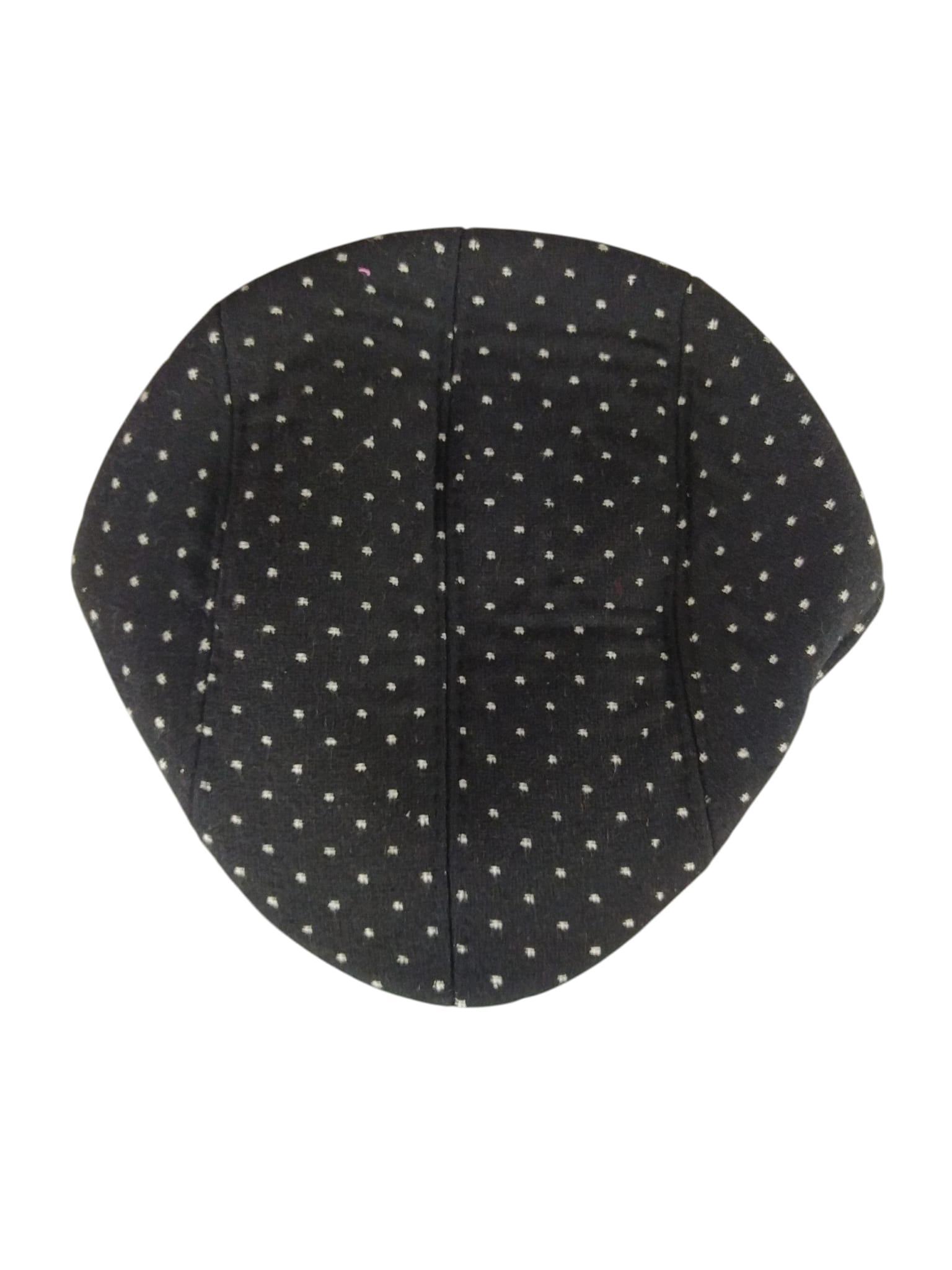 Cappello piatto Charro uomo Basco invernale nero pois