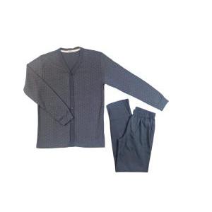 Pigiama aperto in cotone interlock uomo  grigio