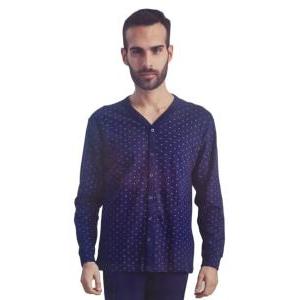 Pigiama aperto in cotone interlock uomo  blu