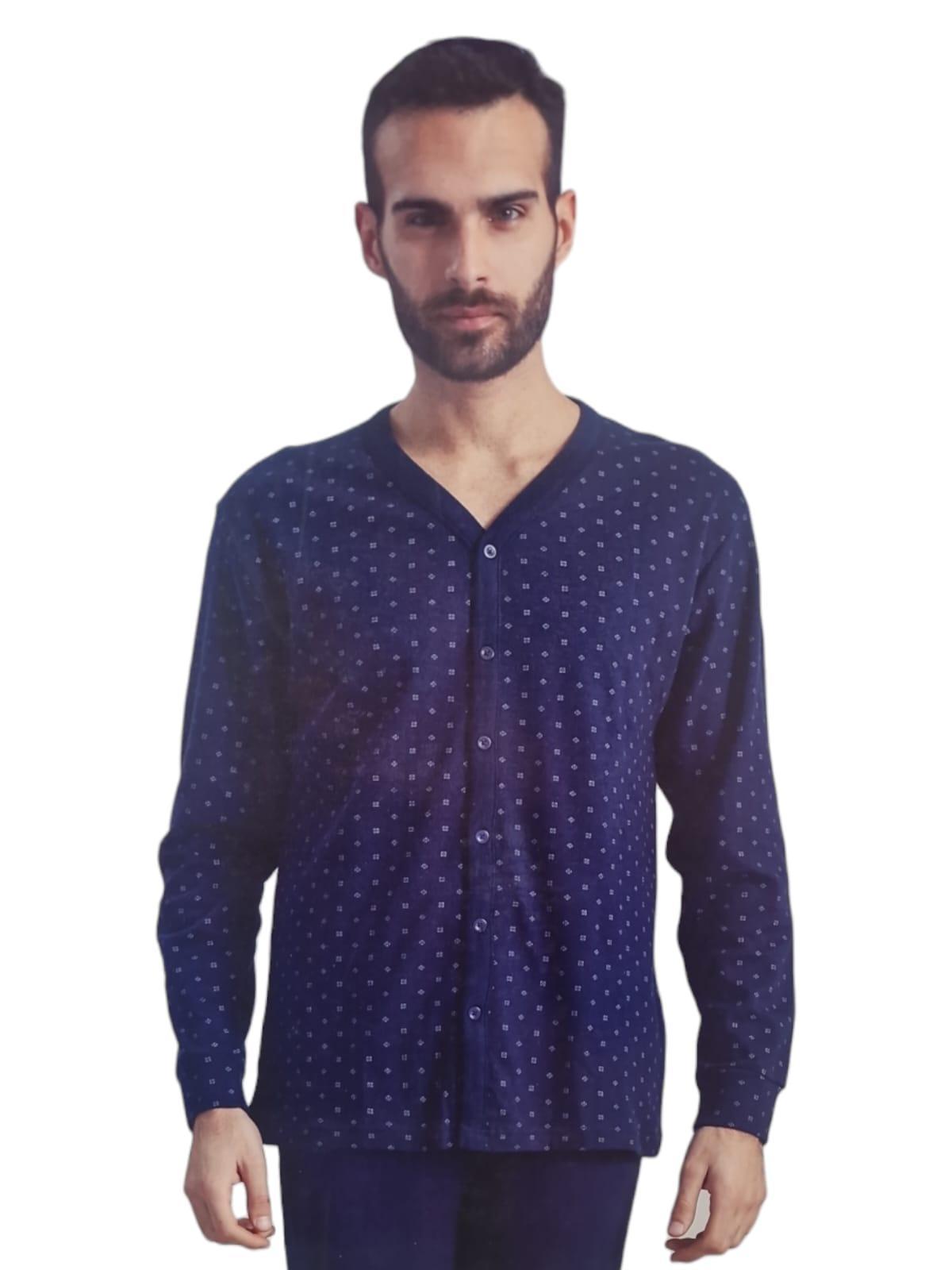 Pigiama aperto in cotone interlock uomo Irge Blu