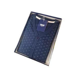 Pigiama aperto in cotone interlock uomo  blu