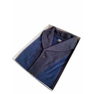 Giacca camera pile spigata collo sciallato unito blu