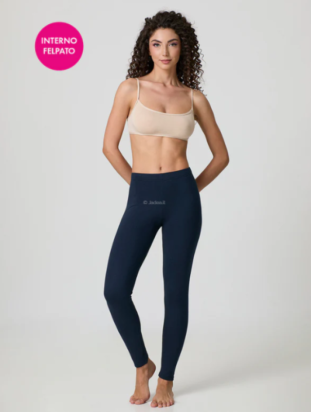 Leggings felpato in caldo cotone da donna Jadea blu